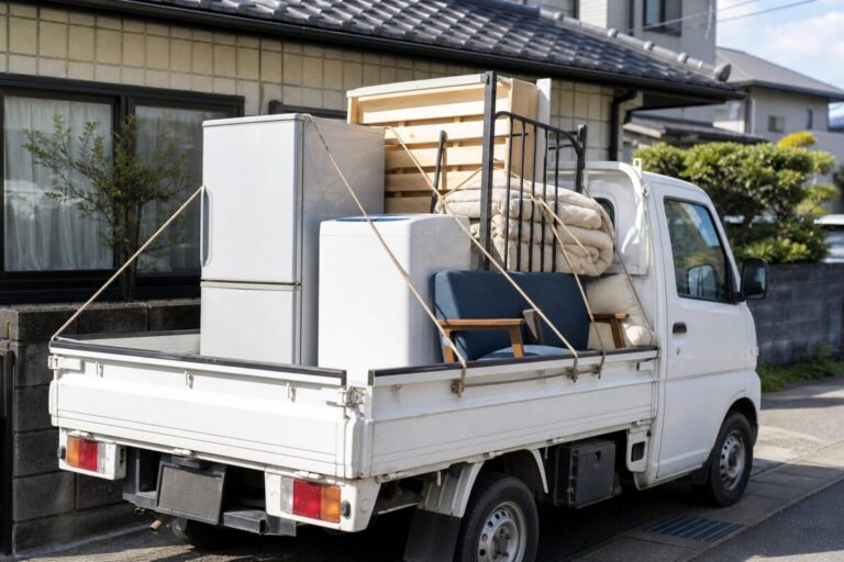 軽トラックに家具を積み込むイメージ