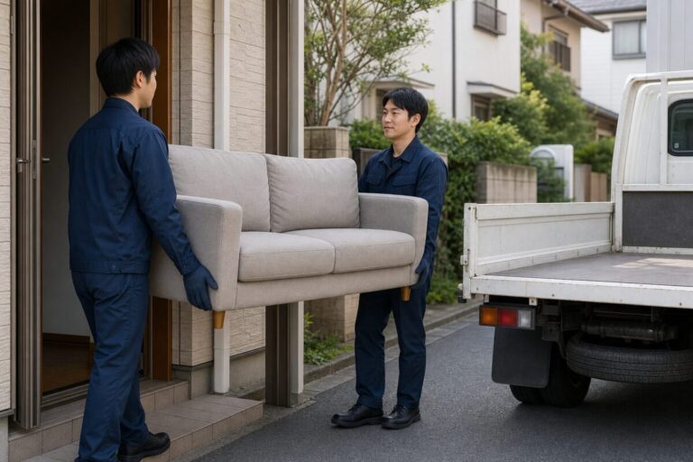 2人で大型家具を運び出す作業のイメージ